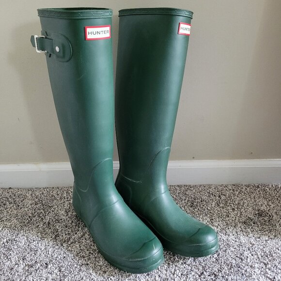 Hunter Classic Original Tall Rain Boots Wellies Size 8 EU 39 Army Olive Green - Picture 1 of 4